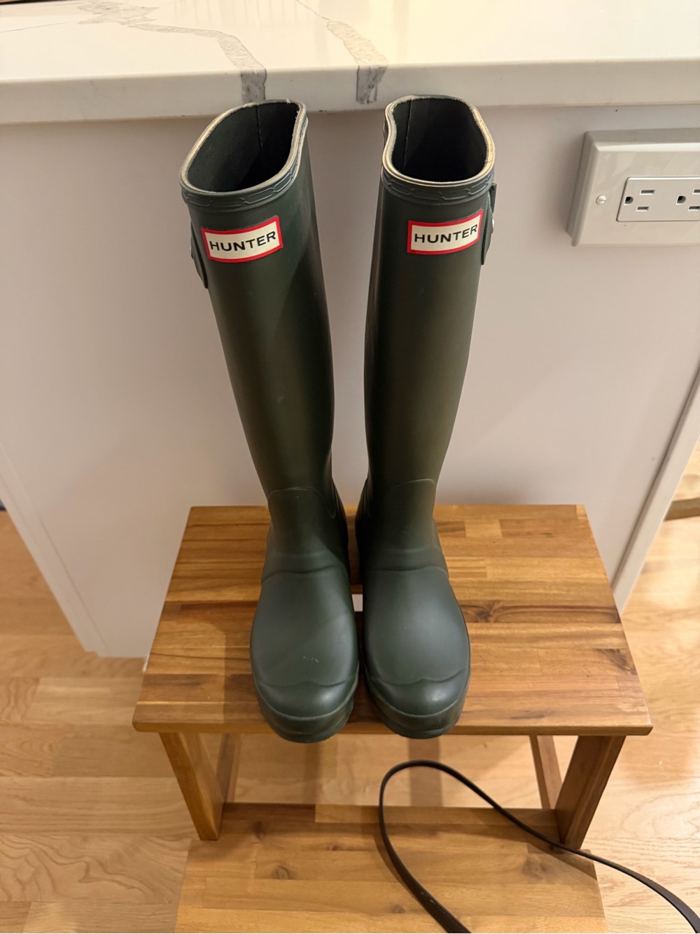 Hunter Tall Rubber Rain Boots in Dark Olive Matte Green